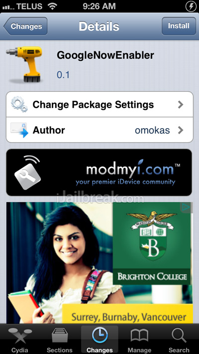 GoogleNowEnabler Cydia Tweak