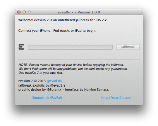 Evasi0n7 Version 1.0.0 Mac OS X