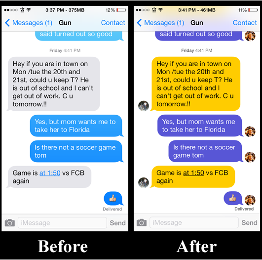 Messages Customiser Before and After