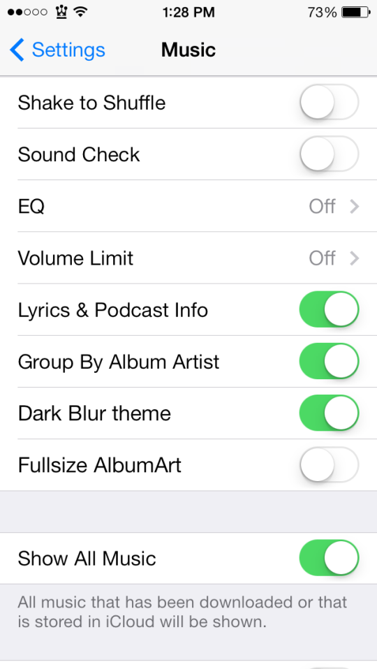 BlurredMusicApp Settings Music