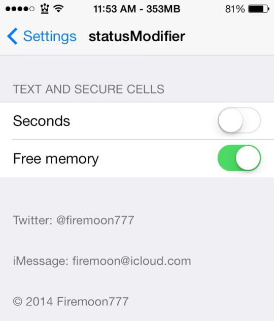 StatusModifier Cydia Tweak