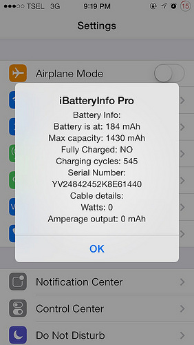 iBatteryInfoPro Cydia Tweak Settings