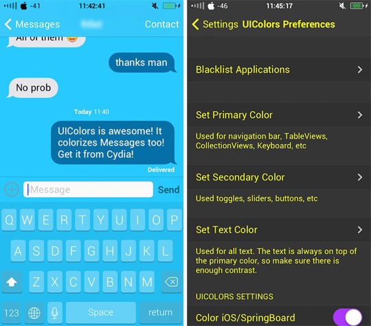 UIColors Cydia Tweak Screenshot