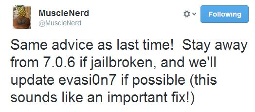 musclenerd iOS 7.1.6 jailbreak warning