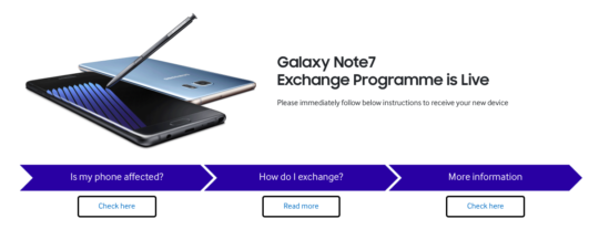 Samsung Note 7 exchange program